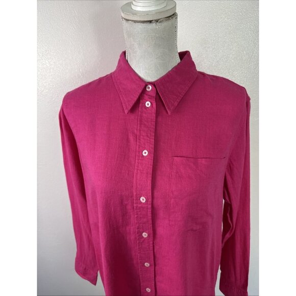 Gap Women's M Linen Blend Button Up Shirt Pink NWT - Picture 5 of 16